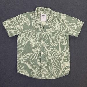 OAS Shirt Mens Medium Banana Leaf Cuba Terry Cloth Towel Hanalei Kauai Hawaiian